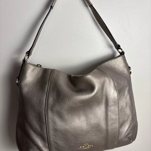 Coach Pewter Leather Scout Hobo Handbag Tote - Picture 4 of 12